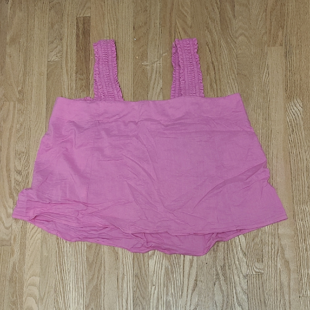 a.n.a Pink Ruffled Strap Tank Top